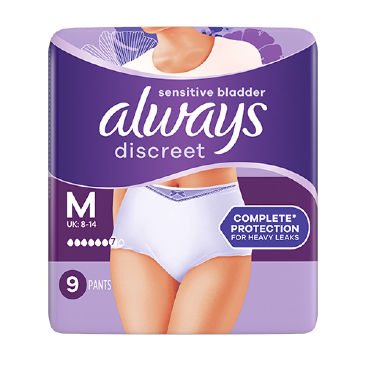 Always | Discreet Pants Plus Medium | Υπεραπορροφητικό Εσώρουχο Ακράτειας | 9τμχ