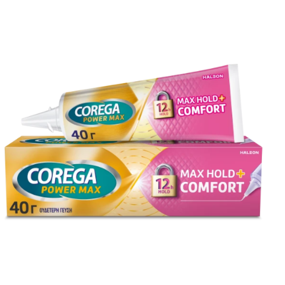 Corega | Power Max Hold & Comfort, Στερεωτική Κρέμα Τεχνητής Οδοντοστοιχίας | 40gr