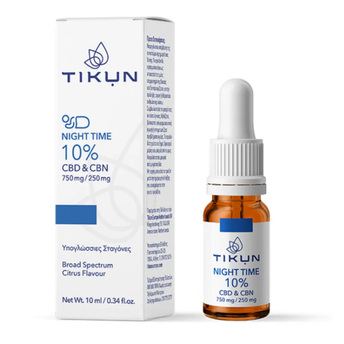 Tikun | Night Time 10% | Έλαιο Κάνναβης σε Υπογλώσσιες Σταγόνες με 10% CBD με Γεύση Κίτρο |10ml