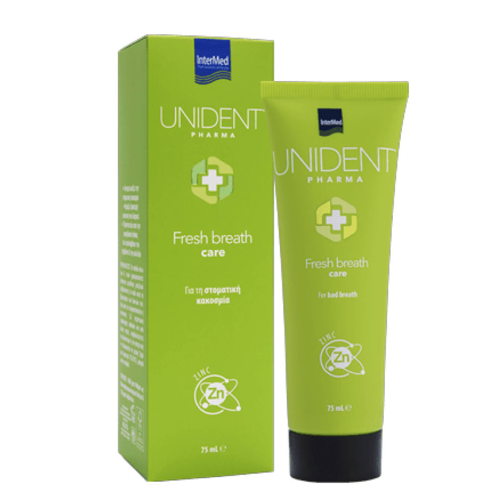 Intermed | Unident Pharma Fresh Breath Care, Οδοντόκρεμα για τη Στοματική Κακοσμία | 75ml