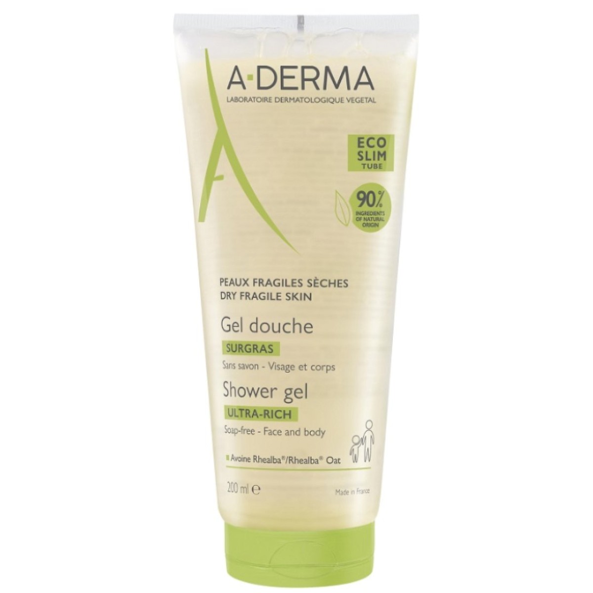 A-Derma | Ultra Rich Shower Gel | Πλούσιο Αφρίζον Τζελ Καθαρισμού, Πρόσωπο και Σώμα | 200ml