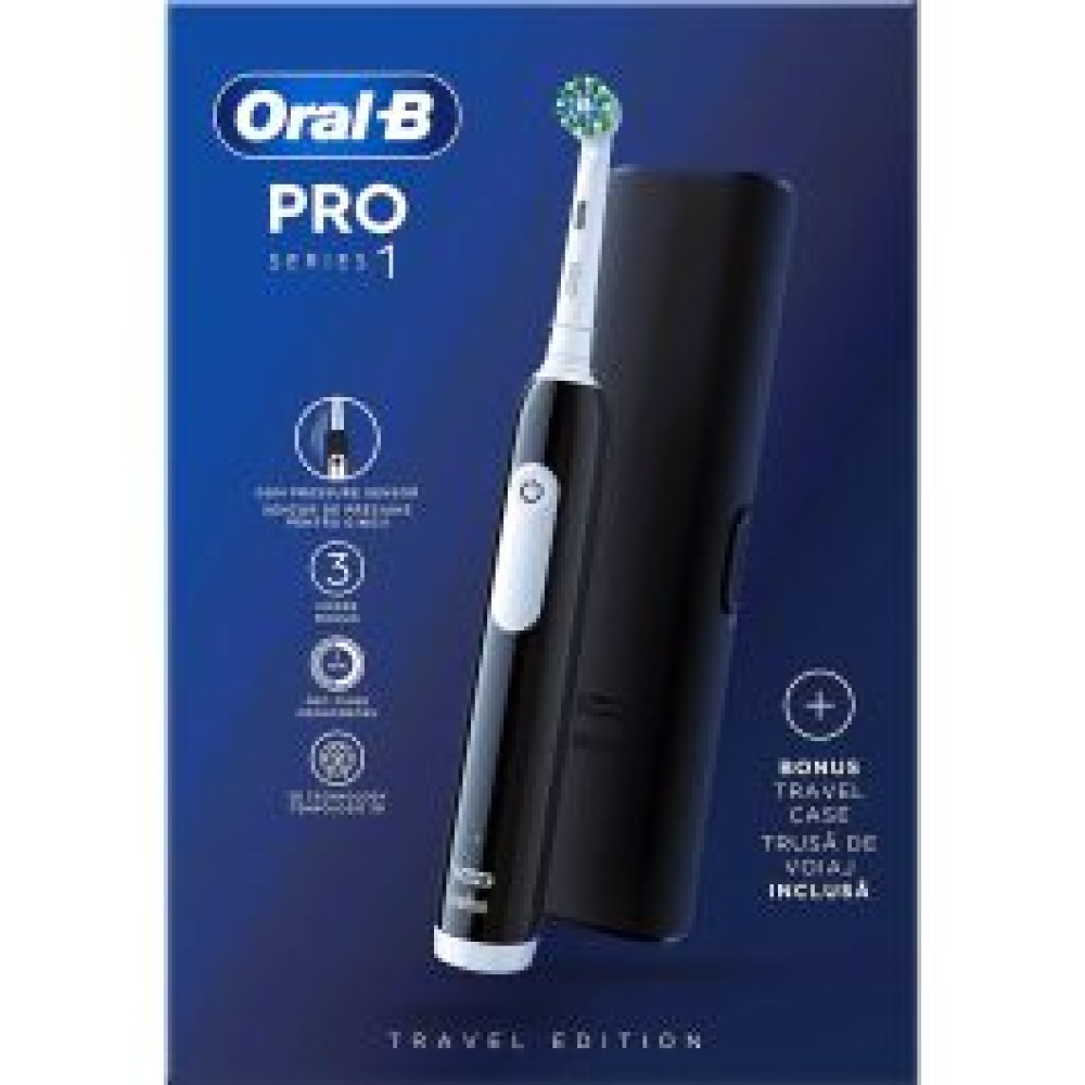 Oral-B | Επαναφορτιζόμενη Ηλεκτρική Οδοντόβουρτσα Pro 1 750 Black & ΔΩΡΟ Θήκη Ταξιδίου