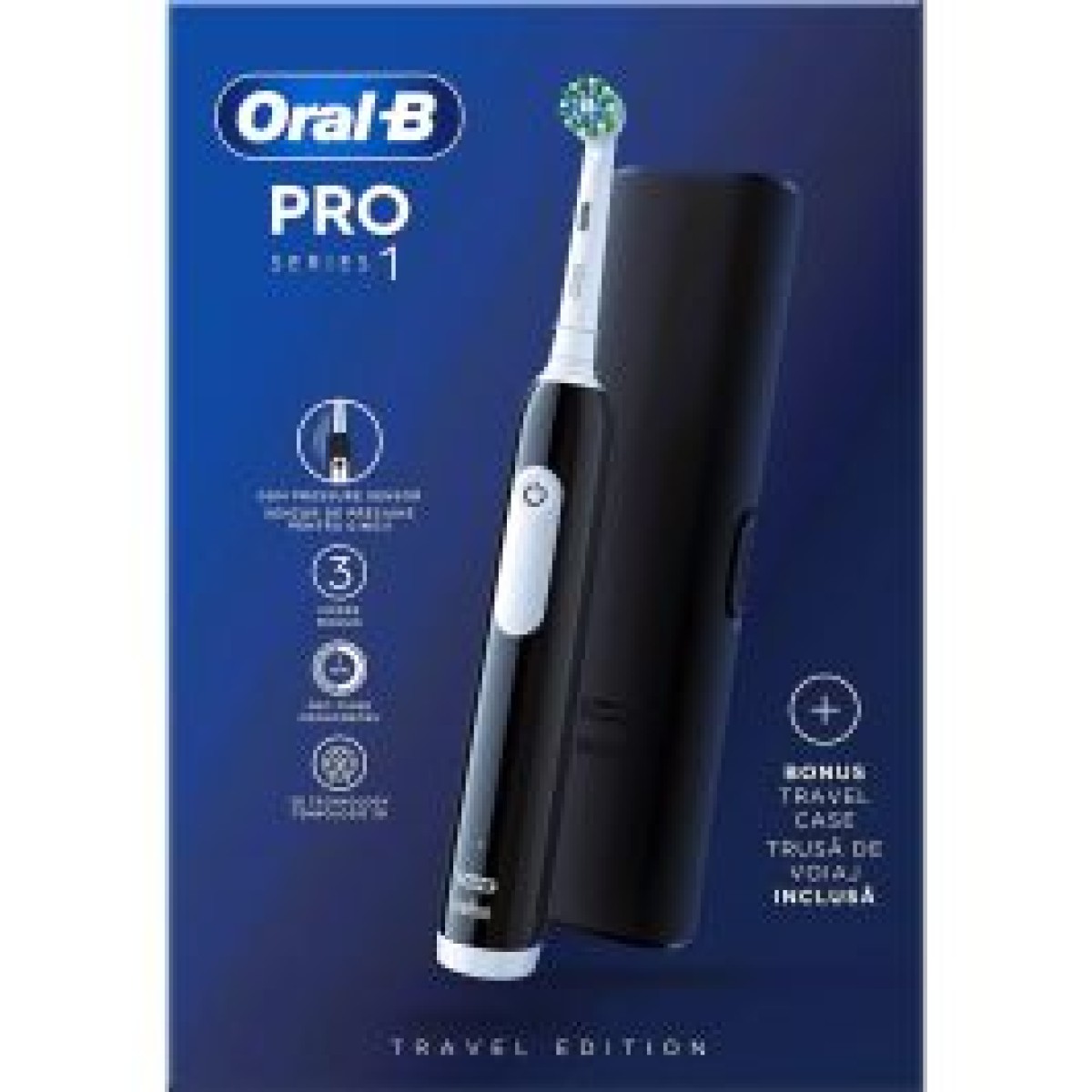 Oral-B | Επαναφορτιζόμενη Ηλεκτρική Οδοντόβουρτσα Pro 1 750 Black & ΔΩΡΟ Θήκη Ταξιδίου