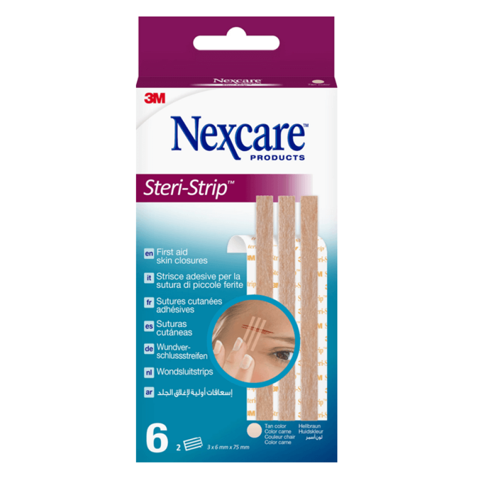 Nexcare | Steri-Strip Αυτοκόλλητες Ταινίες για Συρραφή Μικρών Τραυμάτων 6x75mm | 6τεμ
