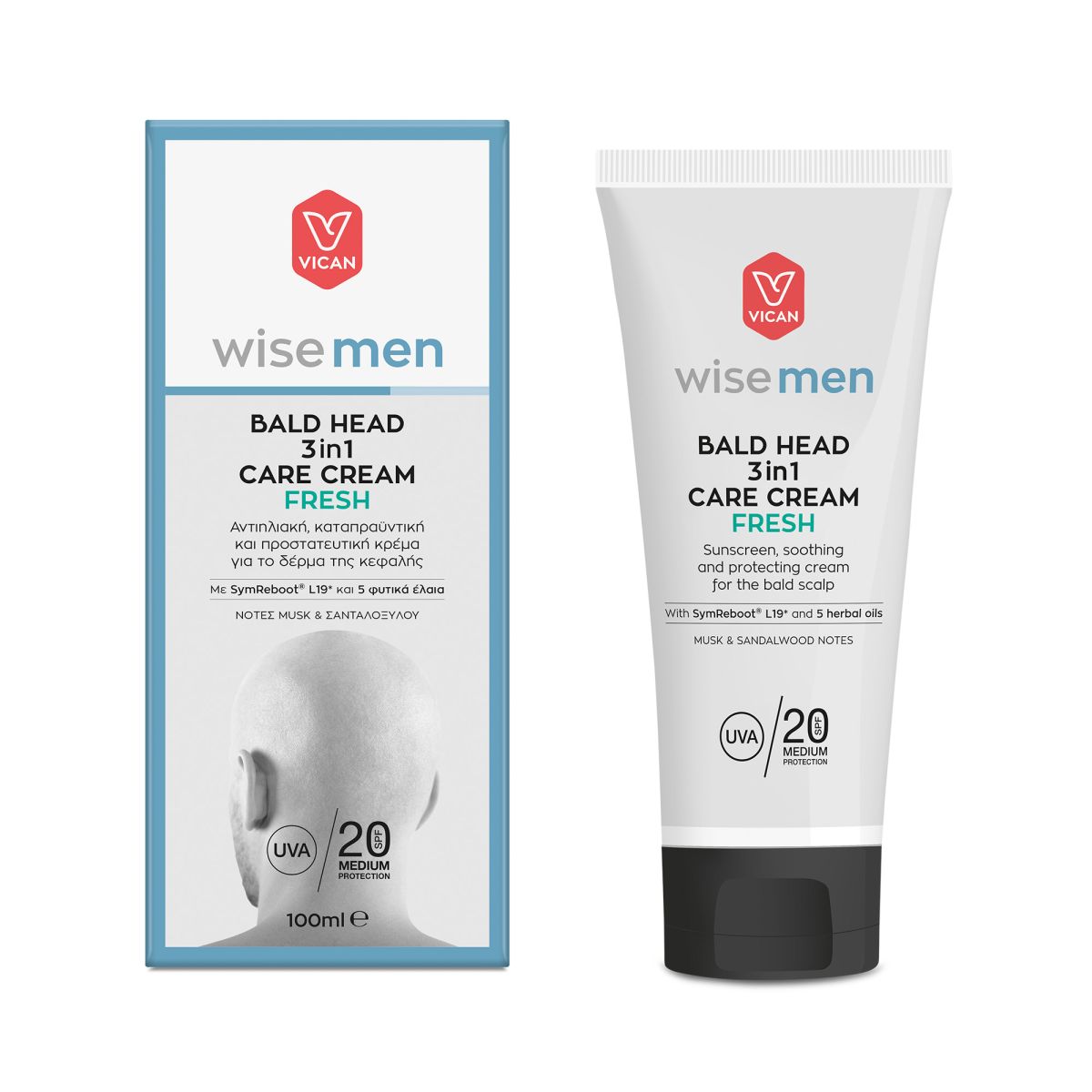 Wise Men |  Bald Head 3in1 | Care Cream Fresh |100ml.