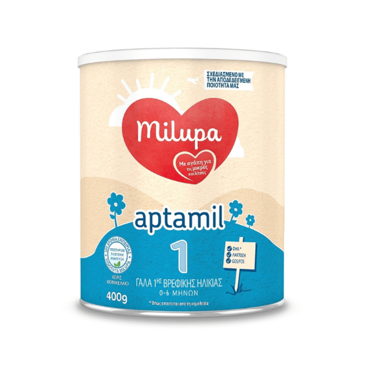 Milupa | Aptamil 1 Γάλα 1ης Βρεφικής Ηλικίας 0-6 Μηνών | 400gr 