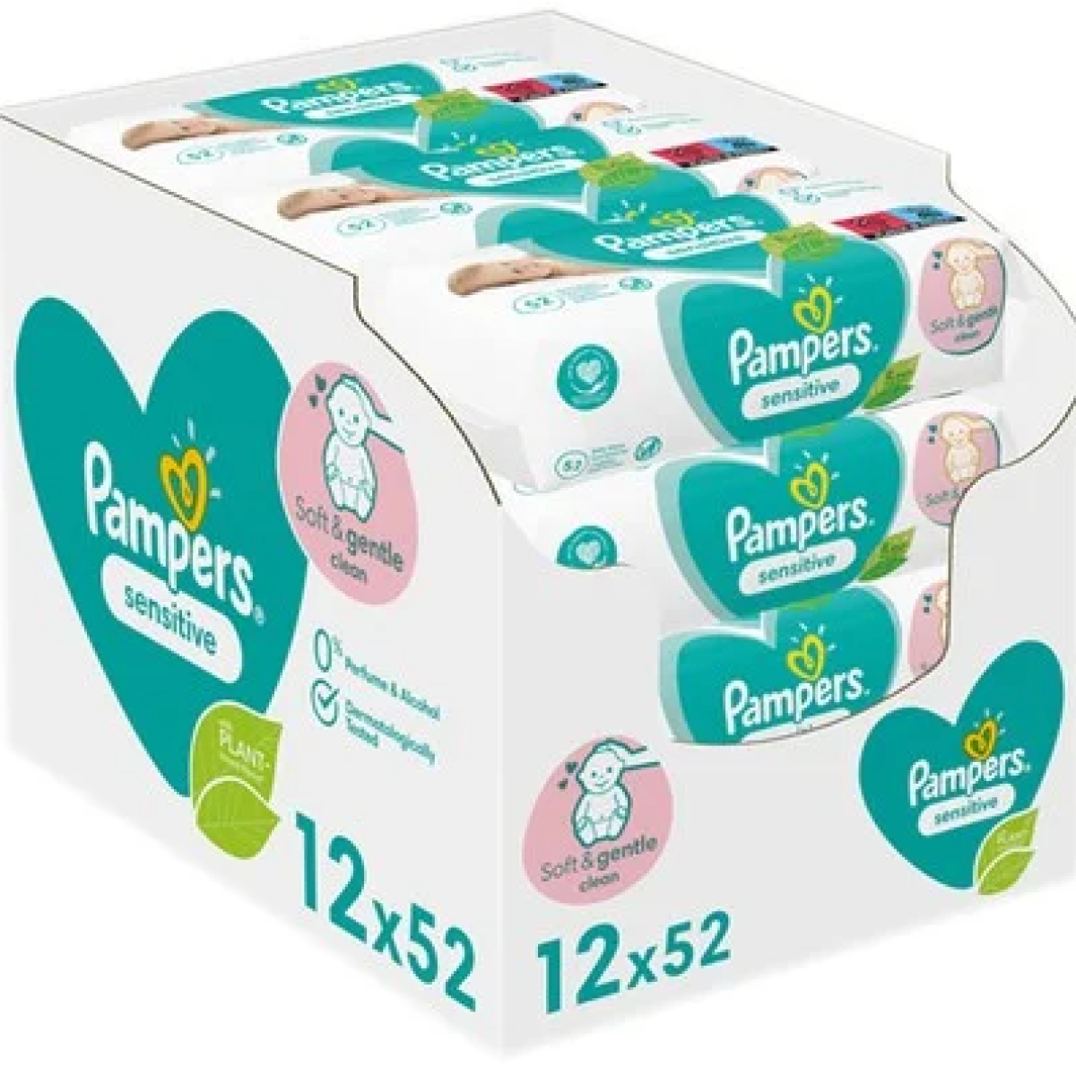 Pampers | Sensitive Wipes | Μωρομάντηλα για το ευαίσθητο δερματάκι του μωρού | 12 x 52 τεμ