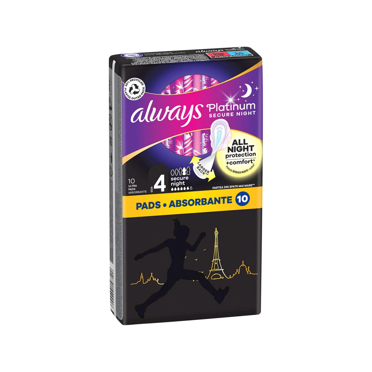 Always | Platinum Secure Night Σερβιέτες με Φτερά (Μέγεθος 4) | 10τεμ