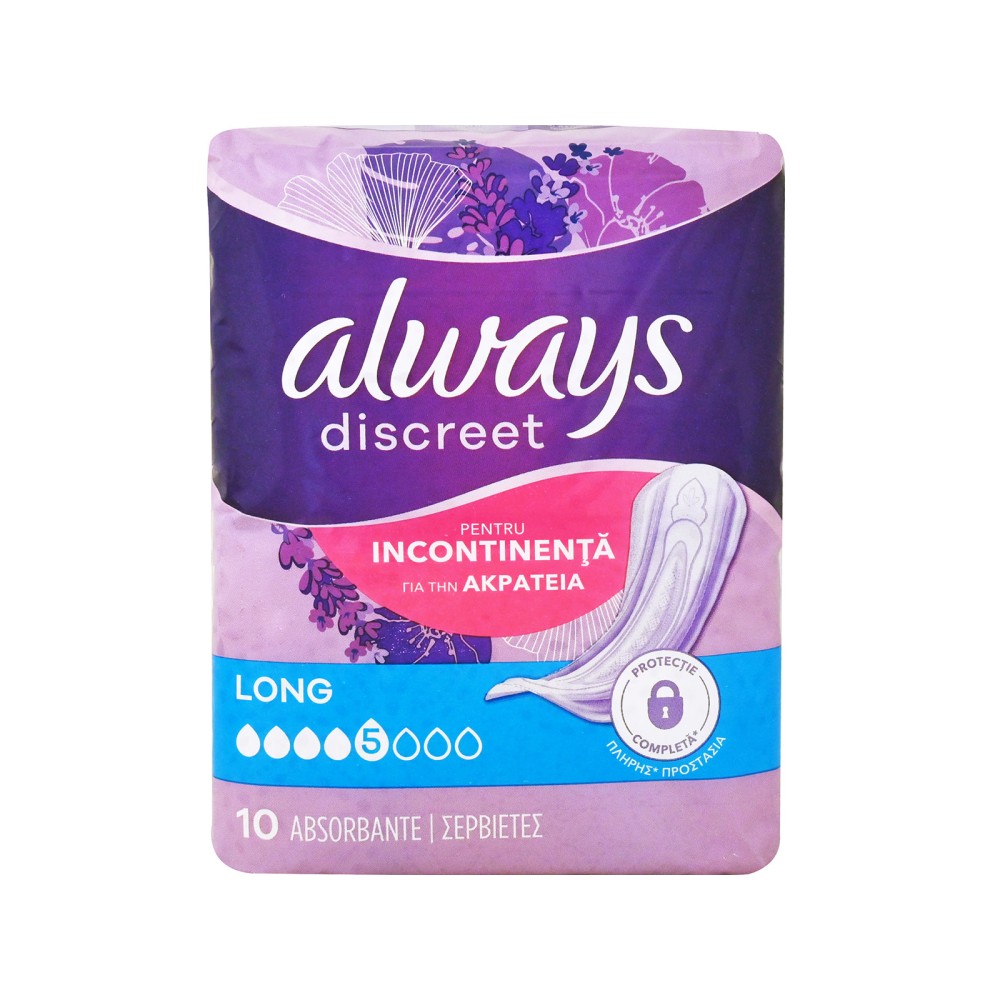 Always | Discreet Long No 4 | Σερβιέτες με Μεγάλη Απορροφητικότητα | 10 τμχ