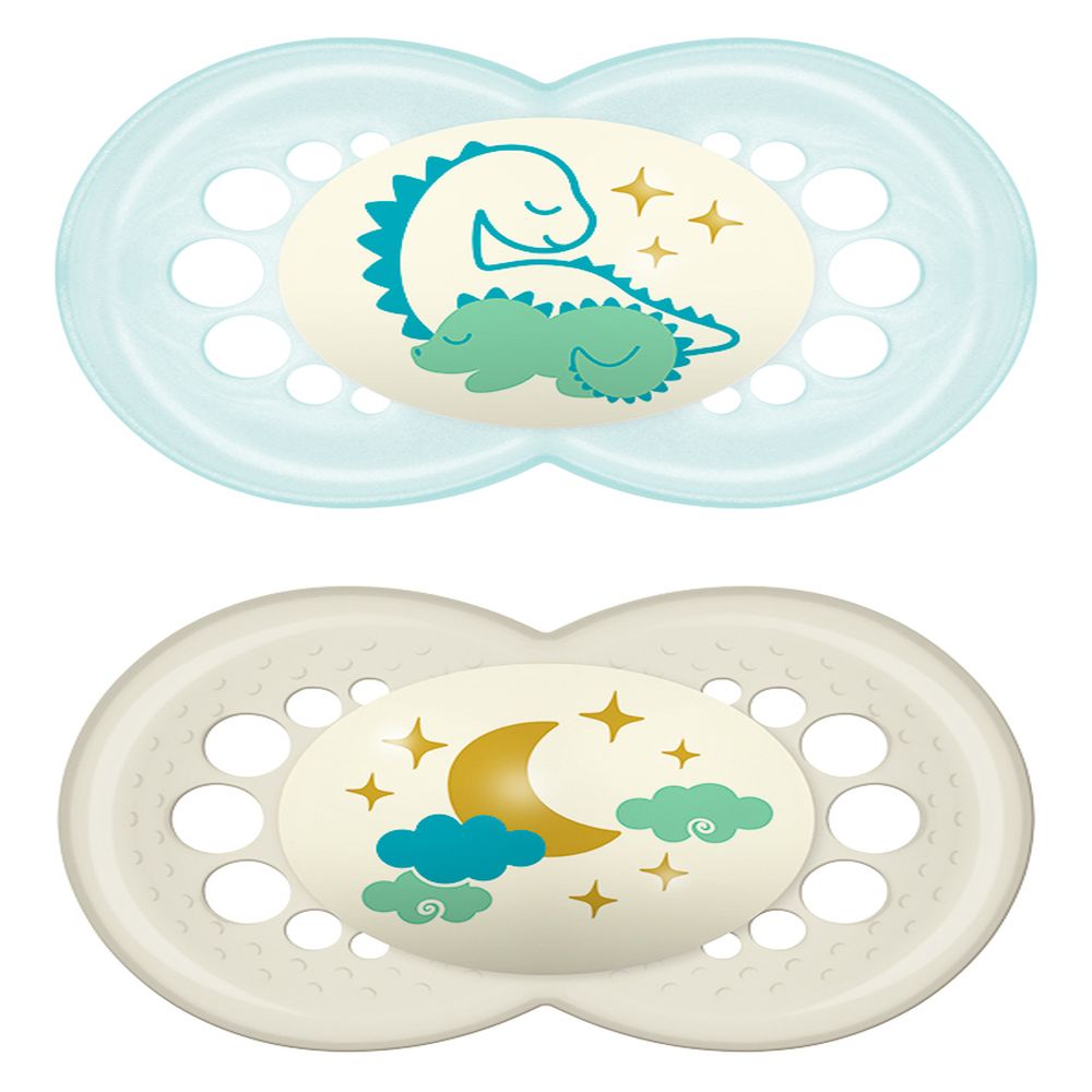 Mam | Night | Πιπίλα Σιλικόνης 16 + μηνών | Ροζ- Λευκό | 2 τεμ.