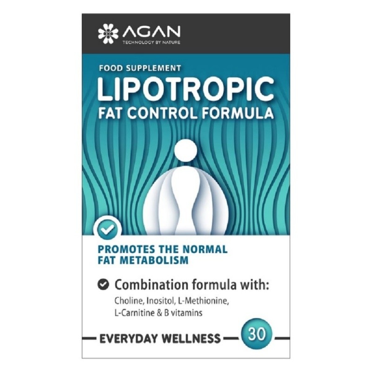 Agan | Lipotropic Fat Control Formula | Συμπλήρωμα Διατροφής με 4 Λιποτροπικά Αμινοξέα | 30caps