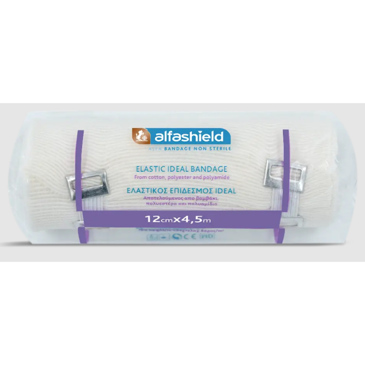AlfaShield | Ελαστικός Επίδεσμος Ideal Bandage 12cm x 4.5m | 1Τμχ