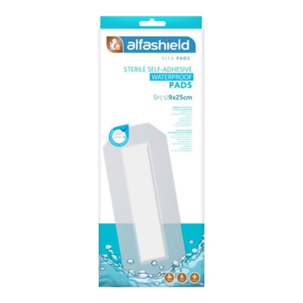 Alfashield | Self-Adhesive Waterproof Pads (9x25cm) | Αποστειρωμένα Αυτοκόλλητα Επιθέματα | 5τεμ