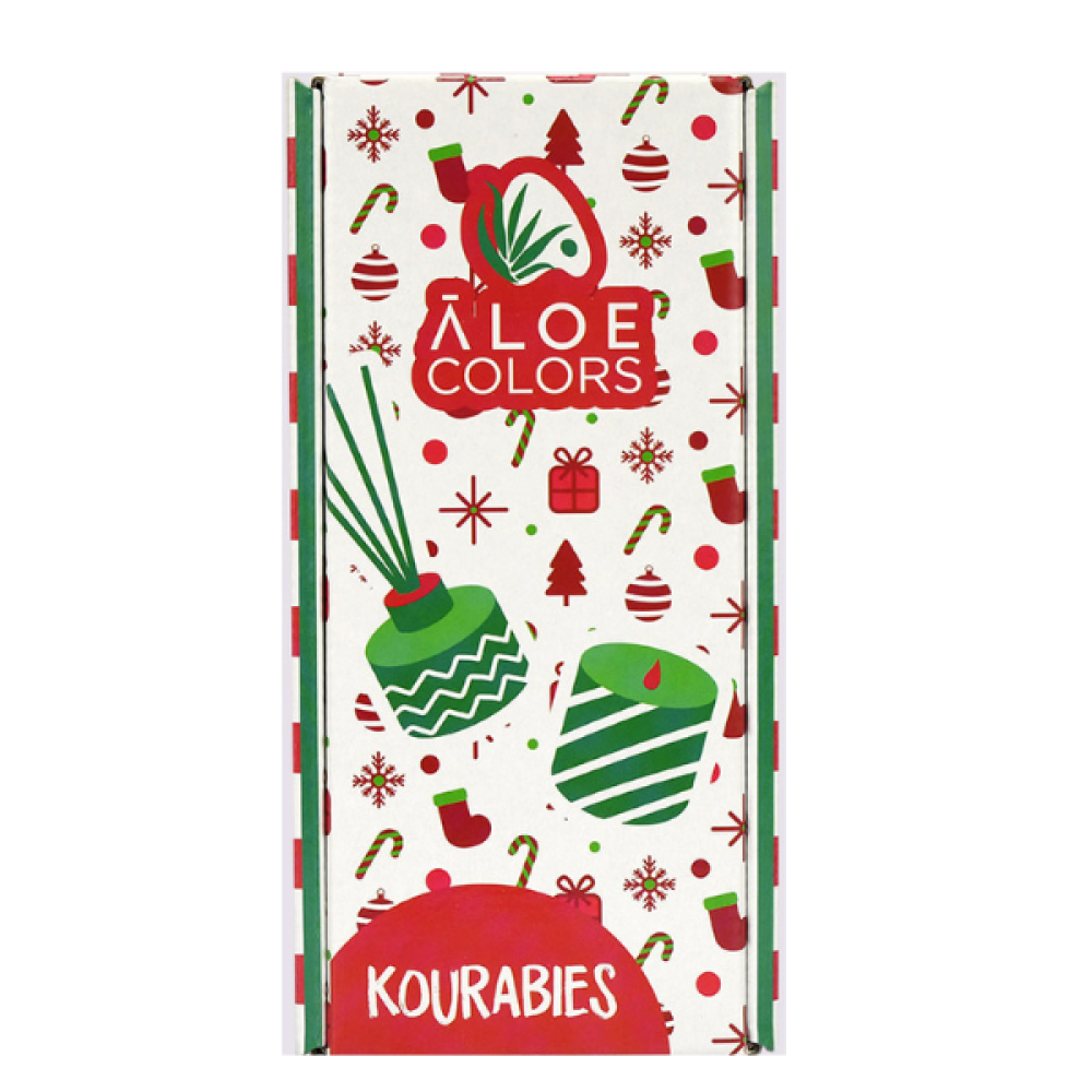 Aloe + Colors | Promo Kourabies Home Gift Set Reed Diffuser | Αρωματικό Χώρου 125ml | & Scented Soy Candle Κερί Σόγιας | 150gr