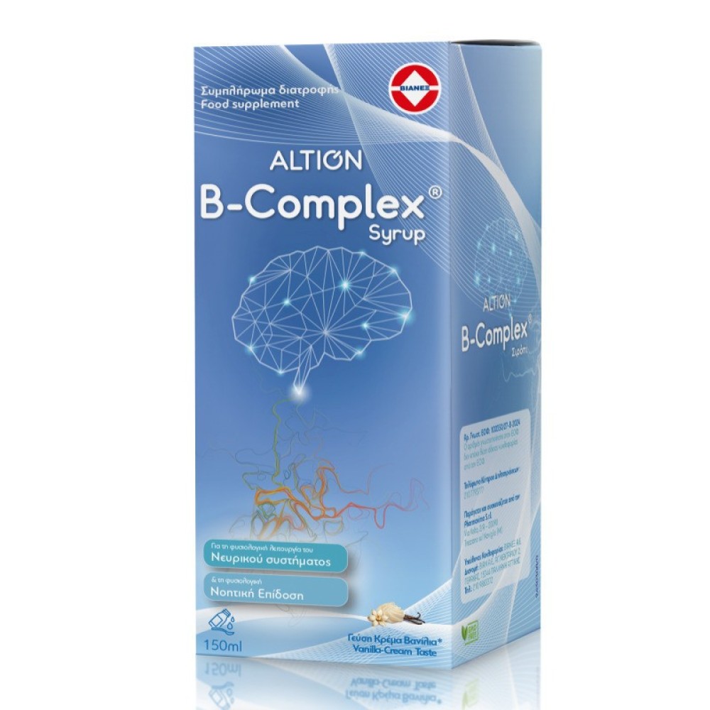 Altion | B-Complex Syrup Φόρμουλα Συμπλέγματος Βιταμινών B για Ενέργεια, Ενίσχυση του Ανοσοποιητικού & το Νευρικό Σύστημα | 150ml 