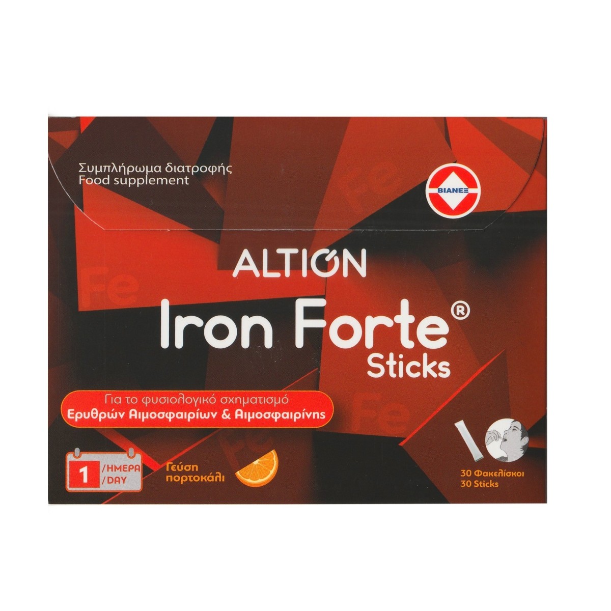Altion | Iron Forte Sticks Συμπλήρωμα Διατροφής Σιδήρου & Βιταμίνης C | 30 φακελίσκοι
