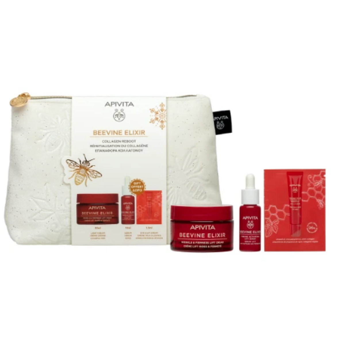 Apivita | Promo Beevine Elixir με Wrinkle & Firmness Lift Cream Light Texture, 50ml & Serum, 10ml & Eye & Lip Cream, 1.5ml | 1set