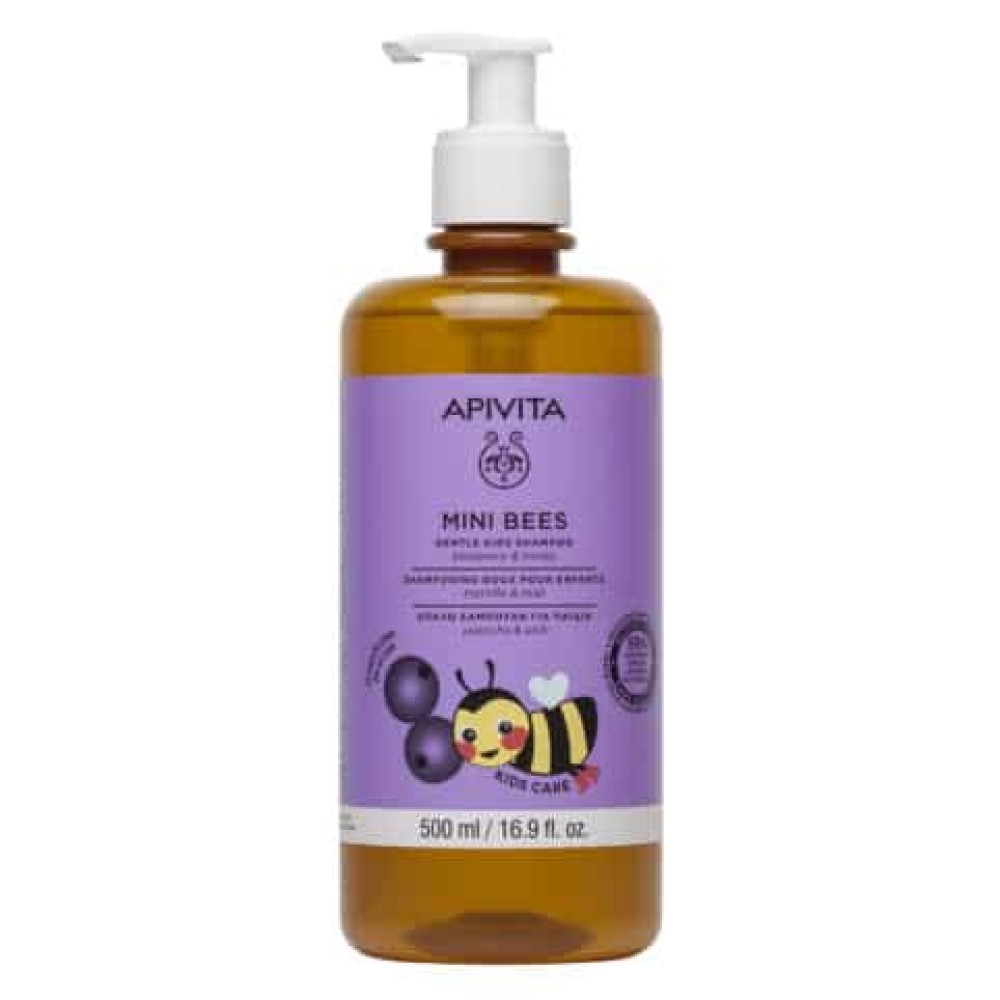 Apivita | Mini Bees Gentle Kids Shampoo | Απαλό Σαμπουάν για Παιδιά με Μύρτιλο και Μέλι | 500ml