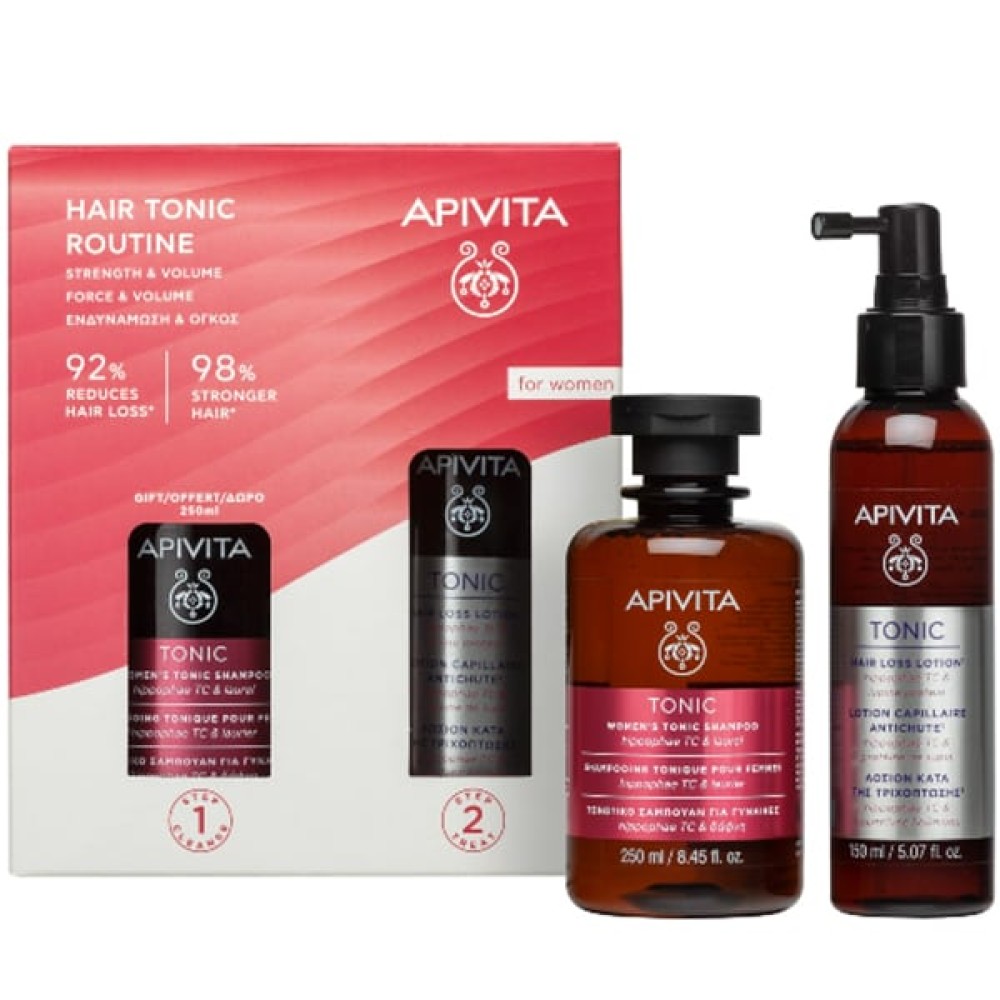 Apivita | Promo Women's Hair Tonic Routine Strength & Volume Tonic Shampoo, 250ml & Tonic Hair Loss Lotion, 150ml |  1σετ