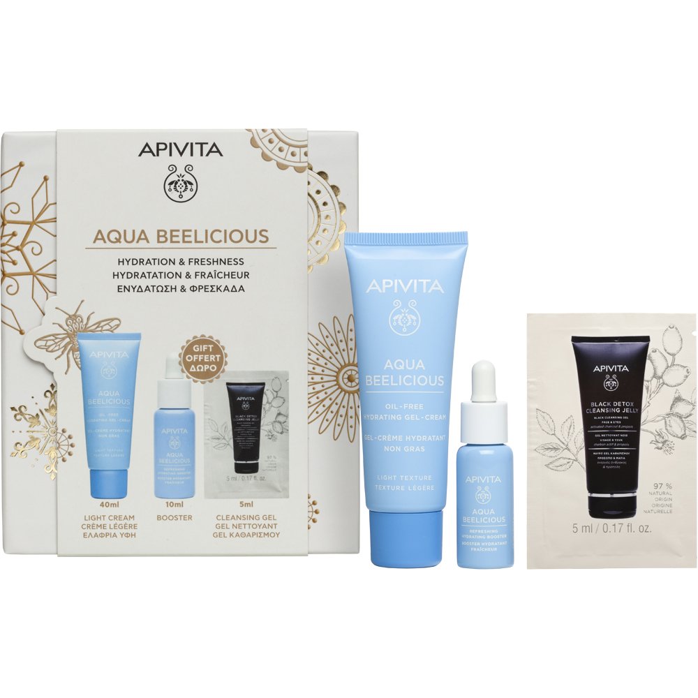 Apivita | Promo Aqua Beelicious Oil Free Hydrating Gel Cream Light Texture, 40ml & Booster, 10ml & Cleansing Gel, 5ml | 1set