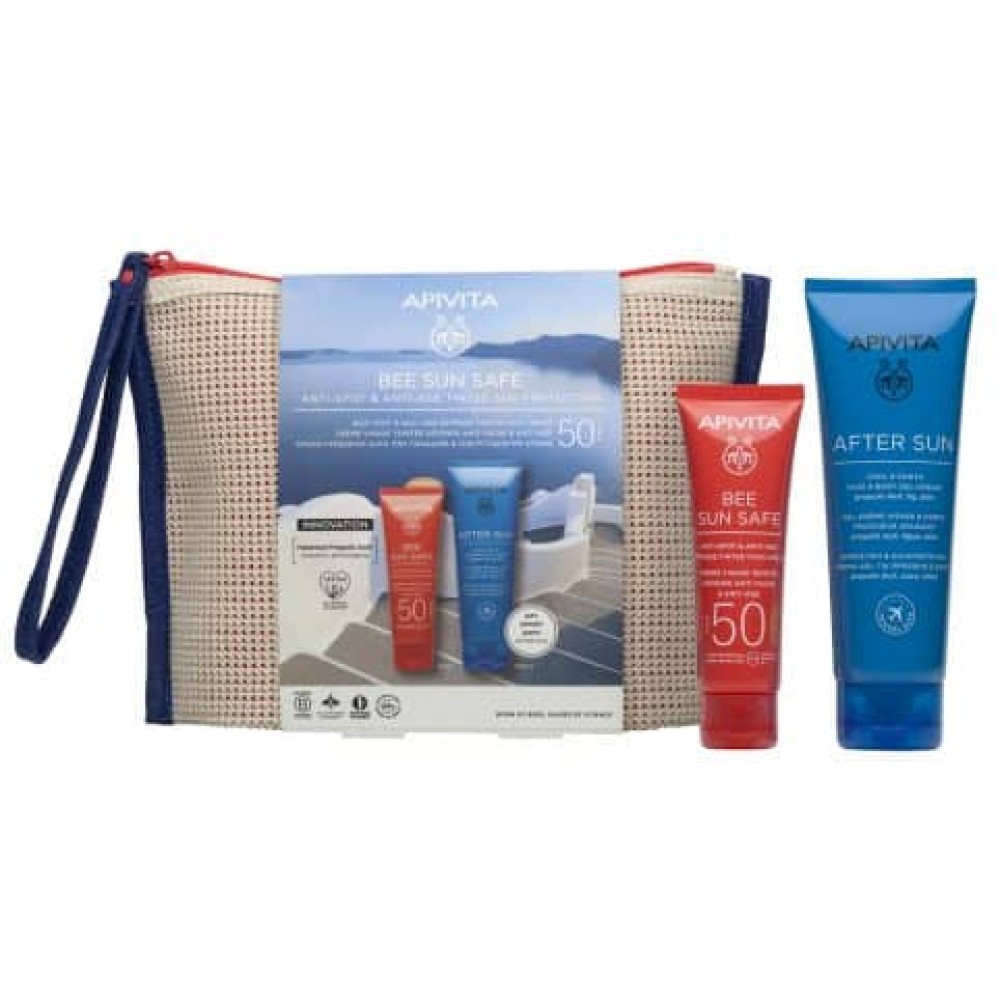 Apivita | Kρέμα Προσώπου Κατά των Πανάδων & των Ρυτίδων με Χρώμα SPF50 + ΔΩΡΟ After Sun Δροσιστική & καταπραϋντική κρέμα-gel | 1 Set