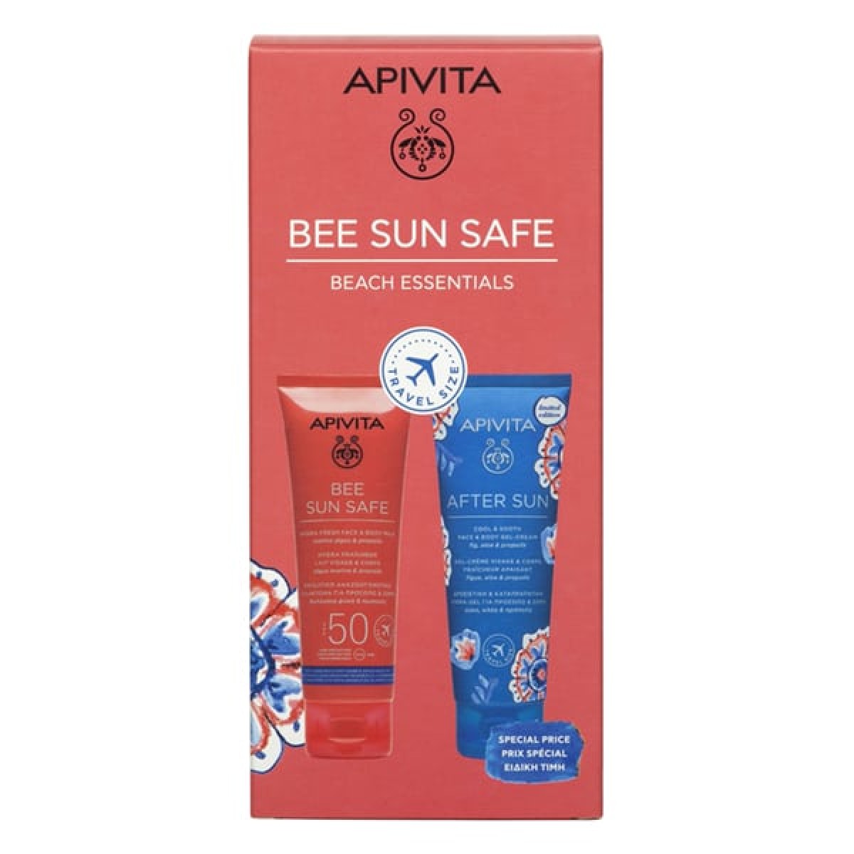Apivita | Bee Sun Safe Beach Essentials | Αντηλιακό Ενυδατικό Γαλάκτωμα Για Πρόσωπο και Σώμα SPF50 | 100ml  |  After Sun Limited Edition | Travel Size |100ml.