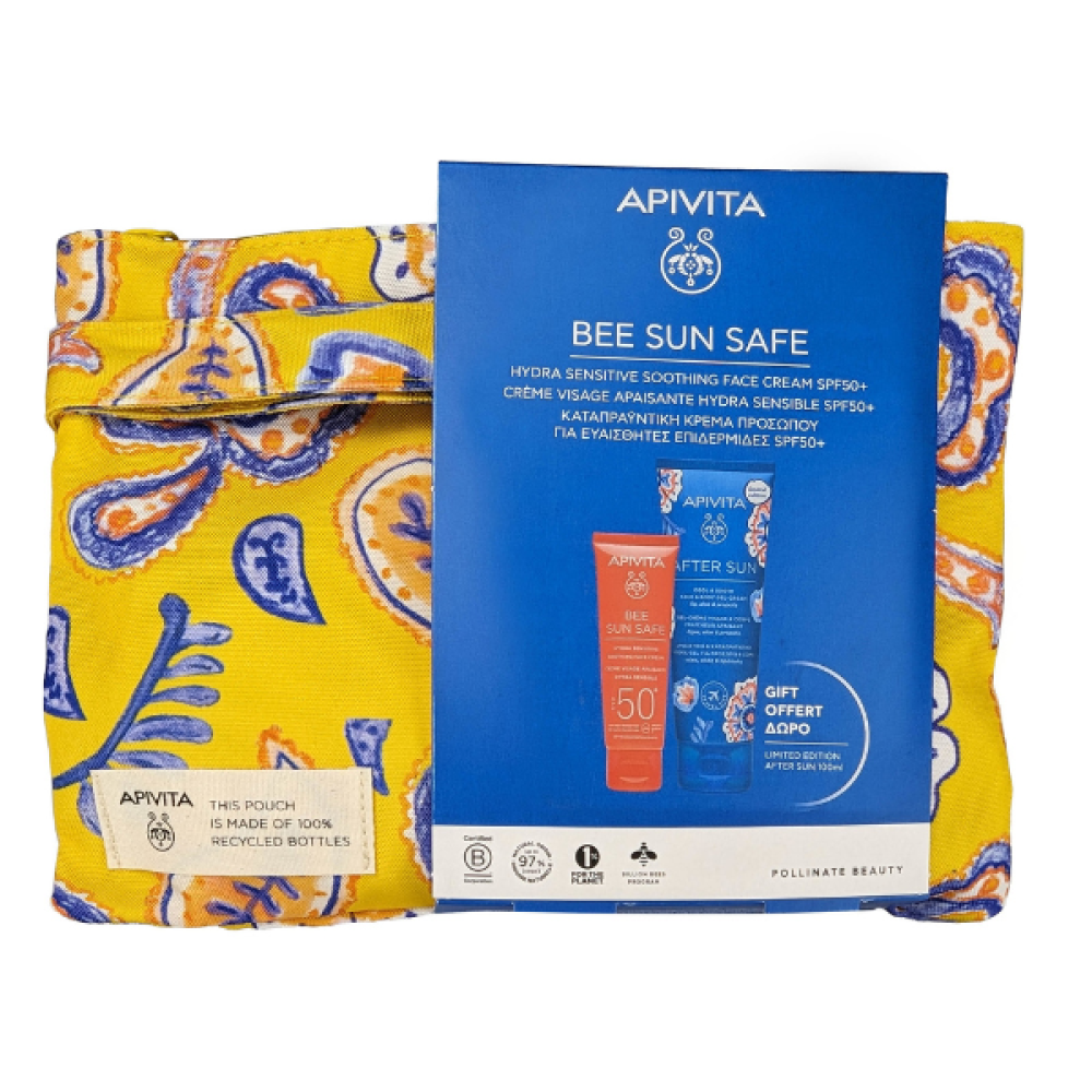 Apivita | Bee Sun Safe | Καταπραϋντική Κρέμα Προσώπου Για Ευαίσθητες Επιδερμίδες SPF50+ 50ml | Δώρο Ενυδατικό After Sun 100ml