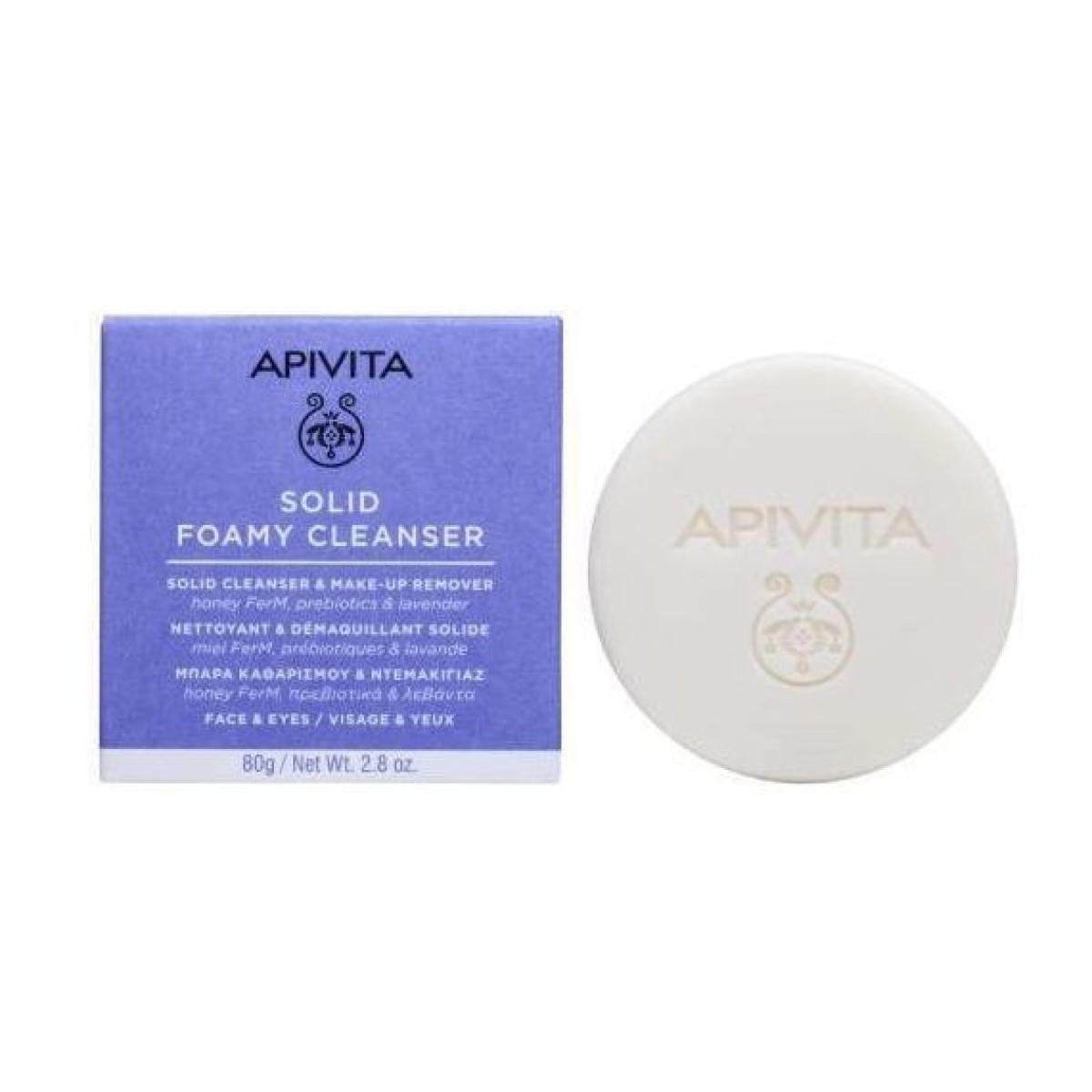 Apivita | Solid Foamy Cleanser for Face & Eyes Μπάρα Καθαρισμού & Ντεμακιγιάζ για Πρόσωπο & Μάτια | 80gr