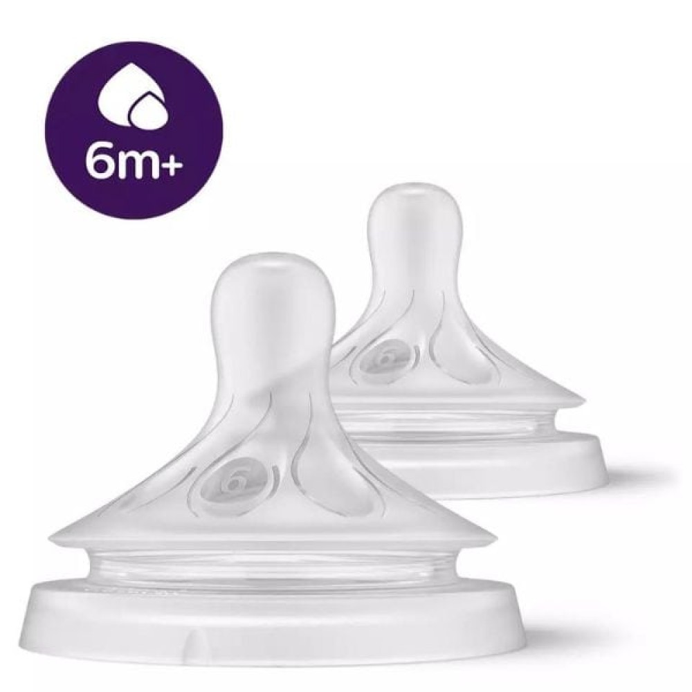 Avent | Θηλή Σιλικόνης Natural Response 6m+ Ροή 6  | 2τμχ