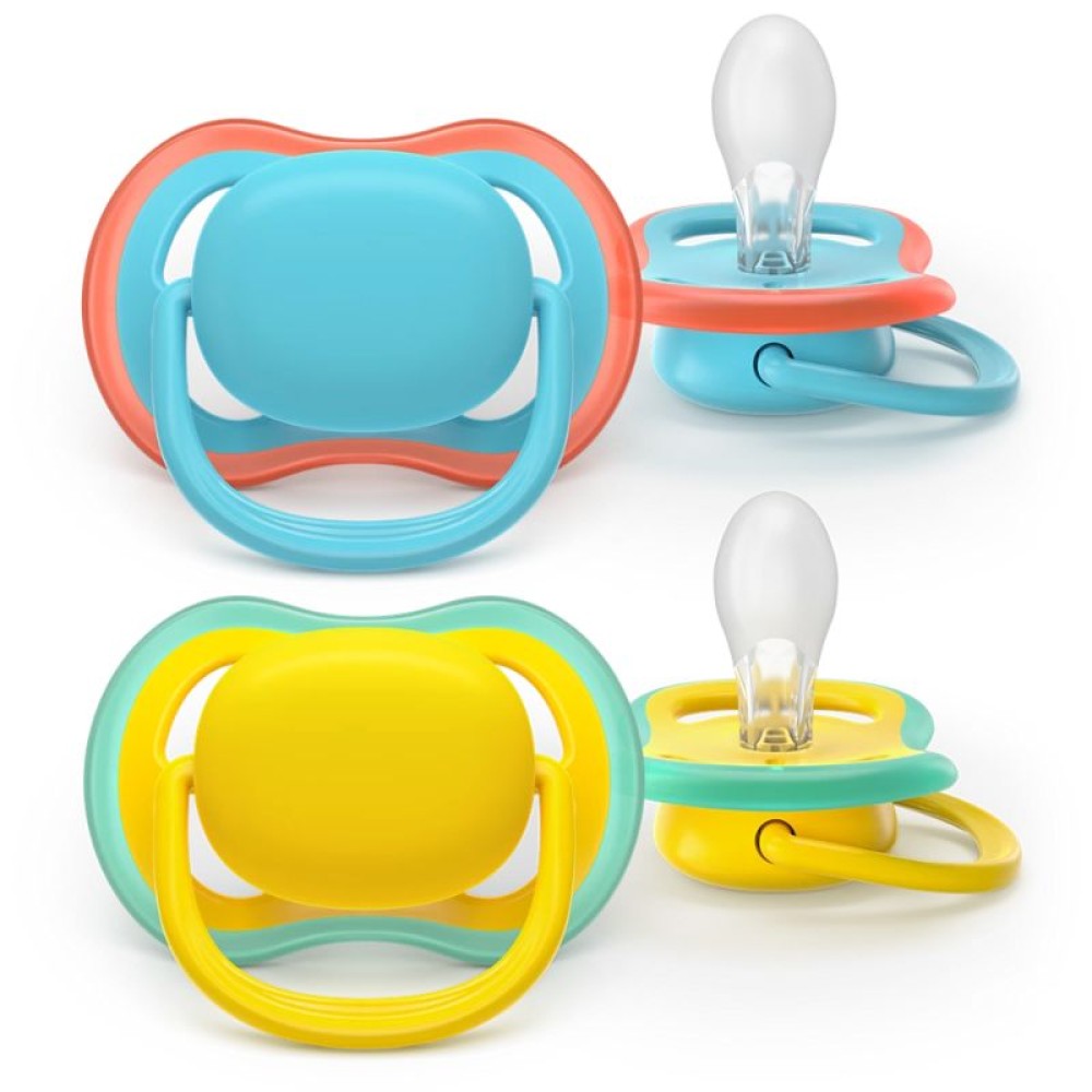 Avent | Ultra Air Σετ Σιλικονούχες Πιπίλες  Για 18+ Μηνών Yellow / Blue