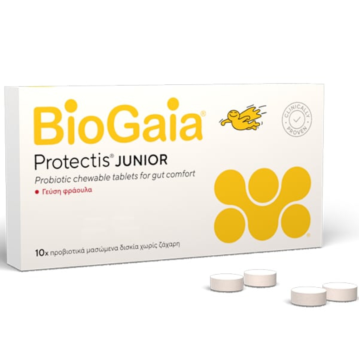 BioGaia | ProTectis Junior Προβιοτικά Μασώμενα Δισκία με Γεύση Φράουλας | 10 chew.tbs 