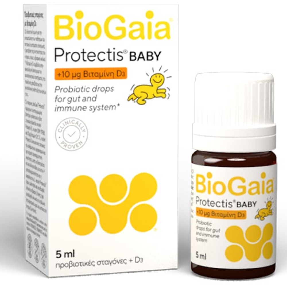 BioGaia | ProTectis Baby Drops + D3 Προβιοτικό σε Σταγόνες για την Αντιμετώπιση των Κολικών του 1ου τριμήνου στα Βρέφη | 5ml 