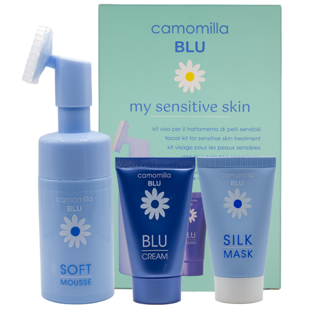Camomilla Blu | My Sensitive Skin Promo Face Kit με Soft Mousse Αφρός Καθαρισμού 100ml, Silk Mask Μάσκα Θρέψης 30ml & Blu Cream Κρέμα Επανόρθωσης 30ml | 1σετ