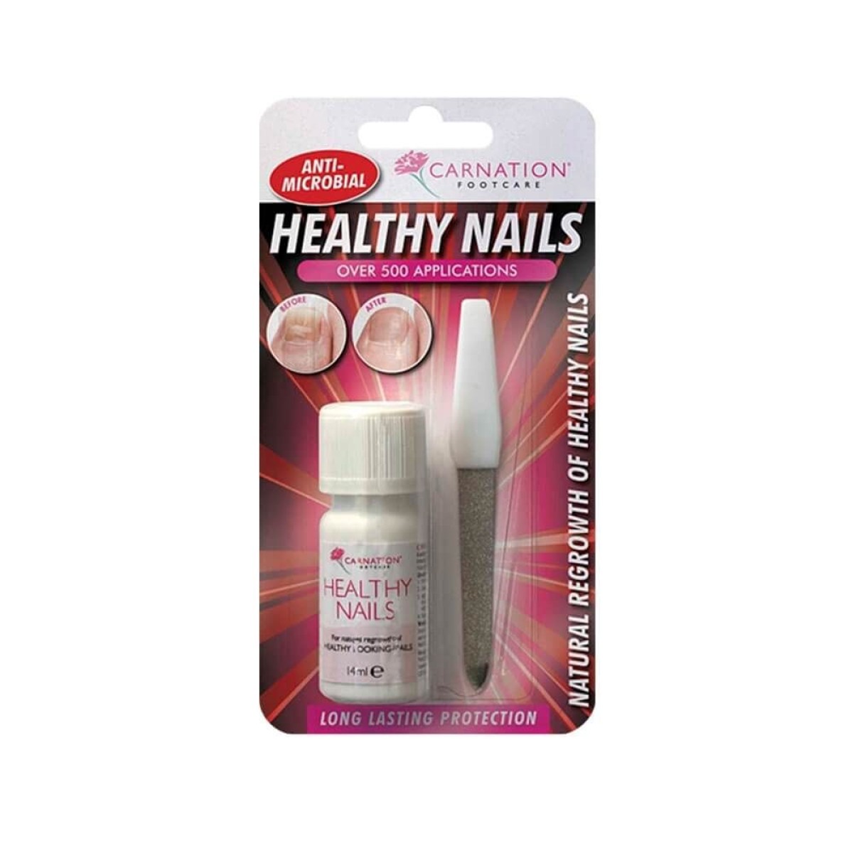 Carnation | Healthy Nails Υγρό για την Προστασία & Αντιμετώπιση των Μικροοργανισμών των Νυχιών & Λίμα Νυχιών | 14ml