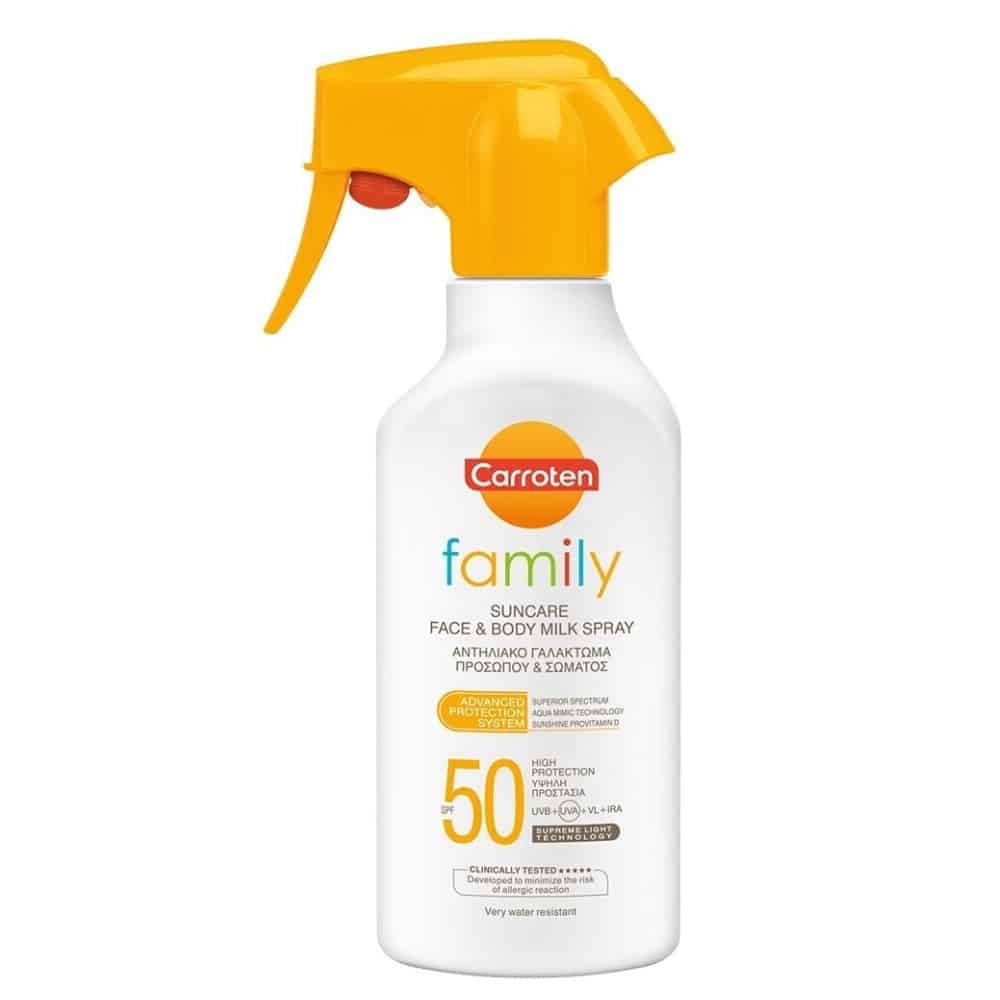 Carroten  | Family | Αδιάβροχη Αντηλιακή Κρέμα Προσώπου και Σώματος SPF50 σε Spray | 270ml