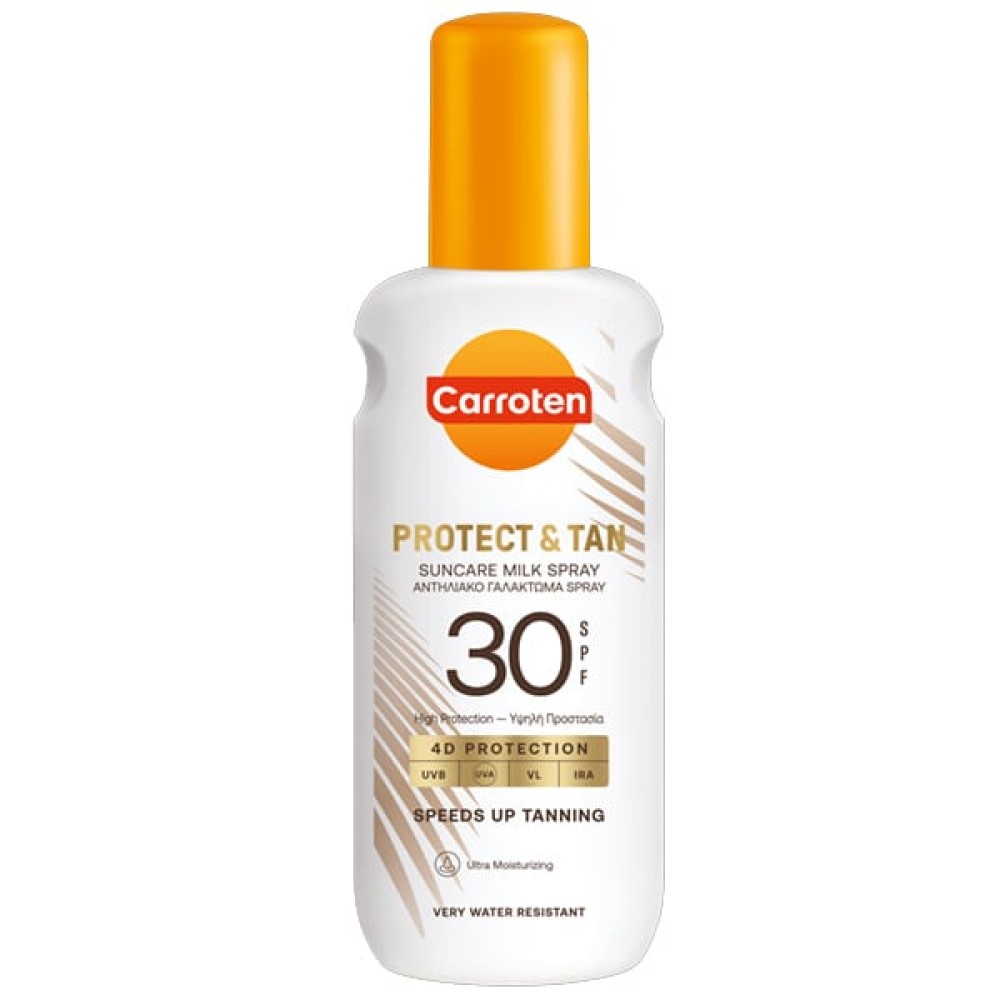 Carroten  | Protect & Tan Suncare Milk Spray 4D |  Protection SPF30  | Αντηλιακό Γαλάκτωμα Σώματος σε Spray | 200ml