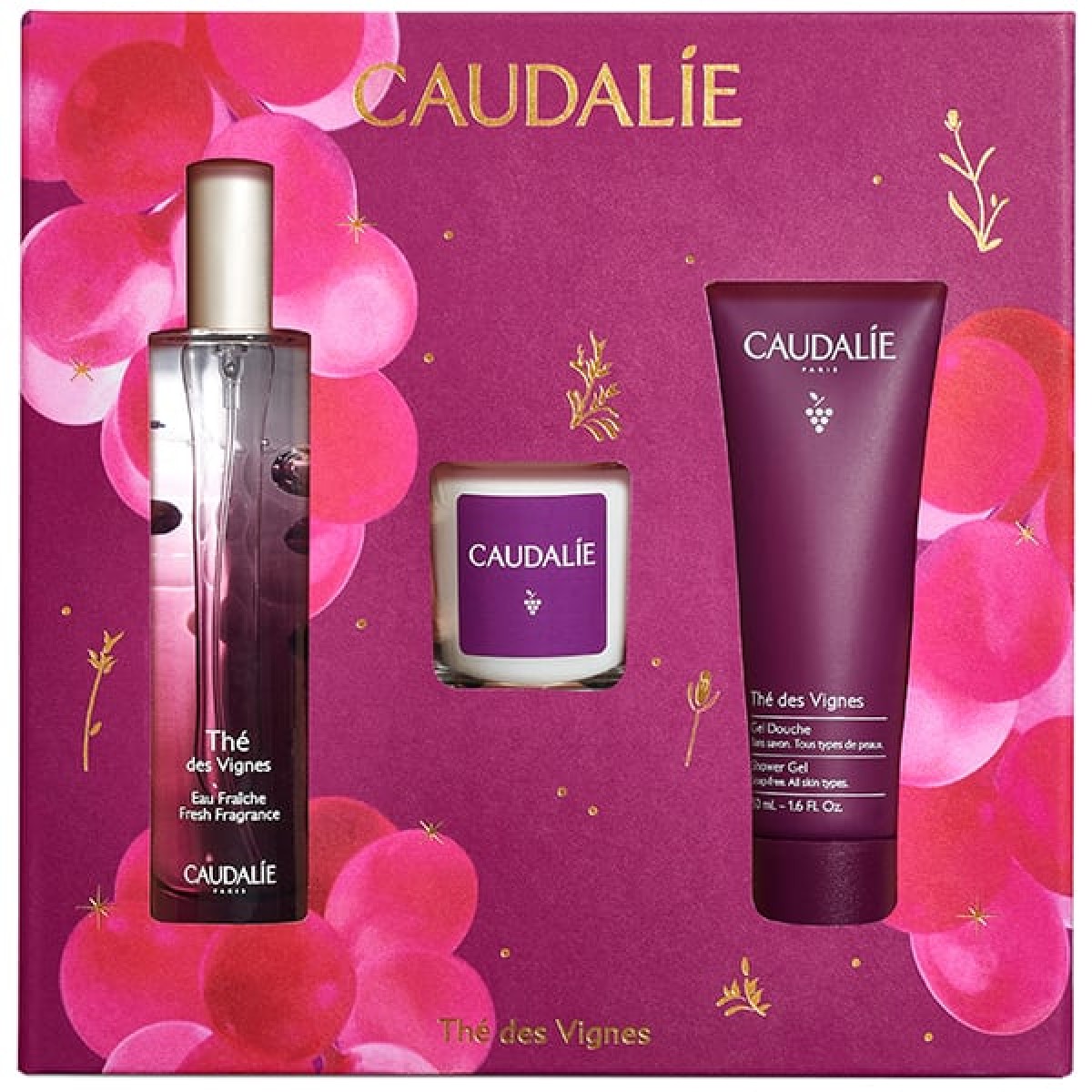 Caudalie | Xmas Promo The des Vignes Fresh Γυναικείο Άρωμα 50ml, Δώρo Αφρόλουτρο 50ml & Δώρο Αρωματικό Κερί 35g | 1σετ