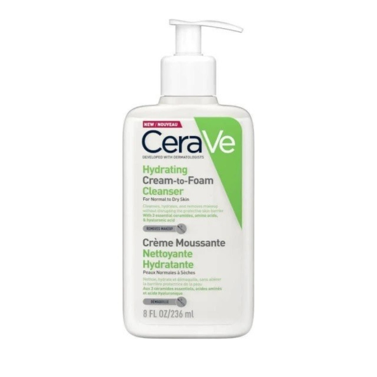 CeraVe | Hydrating Cream-to-Foam Cleanser για Καθαρισμό & Ντεμακιγιάζ Προσώπου | 236ml