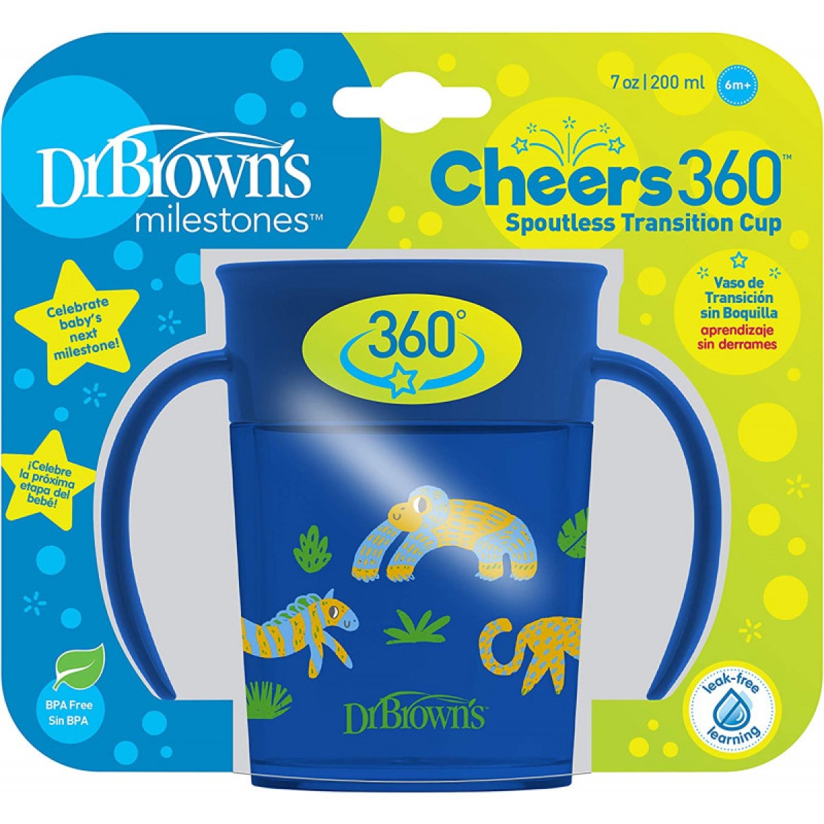 Dr. Brown’s | Cheers Miracle 360° Cup, Εκπαιδευτικό Κύπελλο με Λαβές, 6m+ TC71006 Μπλε 200ml | 1 τμχ
