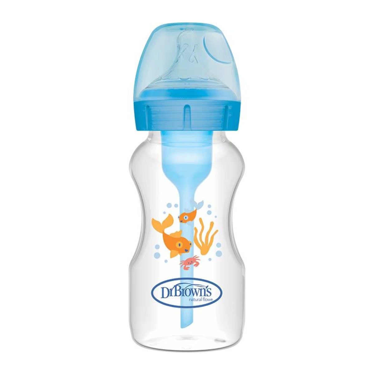 Dr Brown's | Options+ Πλαστικό Μπιμπερό Με Φαρδύ Λαιμό Μπλε | 270ml 