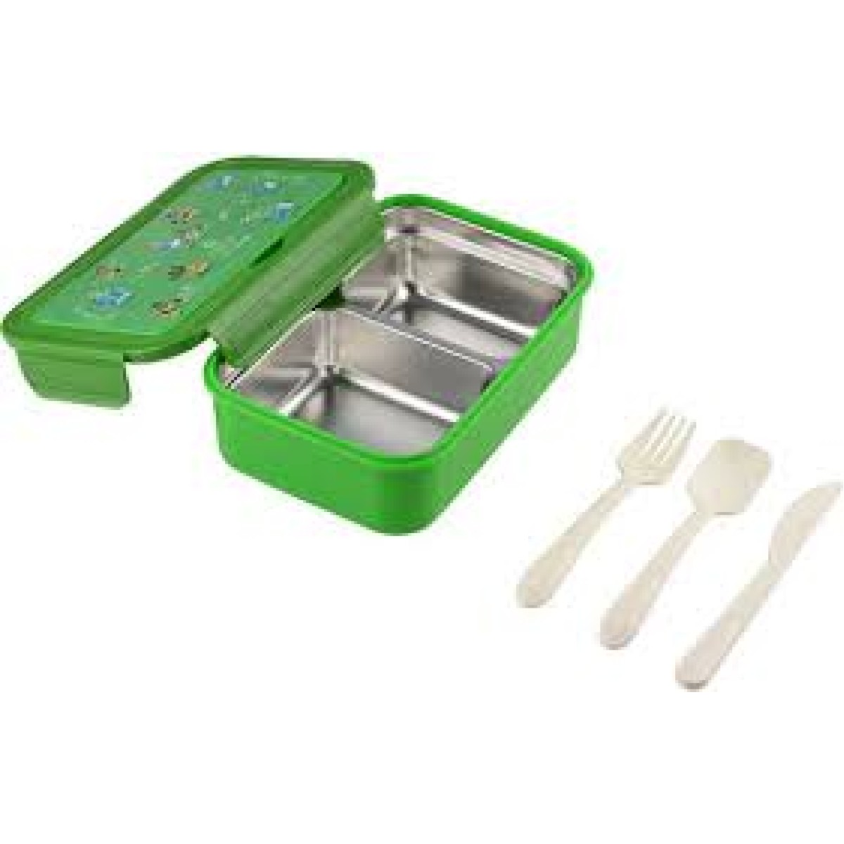 Estia | Παιδικό Φαγητοδοχείο Save The Aegean με 2 απόσπωμ. Θήκες & Κουτάλι & Πιρούνι & Μαχαίρι (Σετ)  Jungle Kick | 900ml