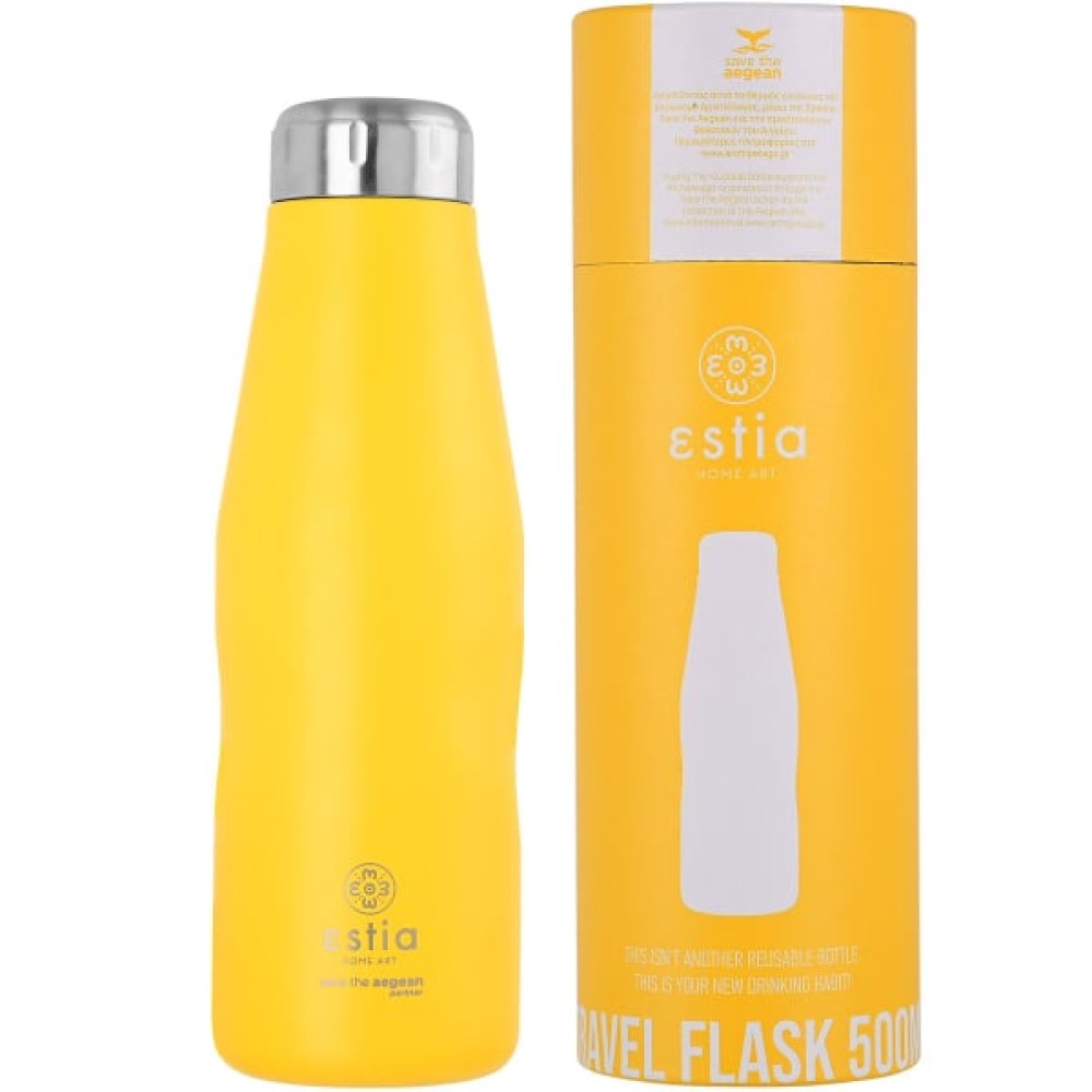 Estia | Travel Flask Save The Aegean Pineapple Yellow | 500ml