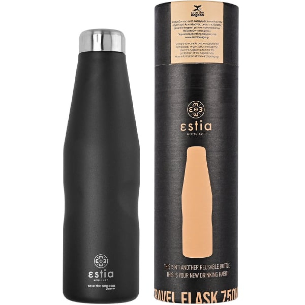 Estia | Travel Flask Save The Aegean  Midnight Black |  750ml