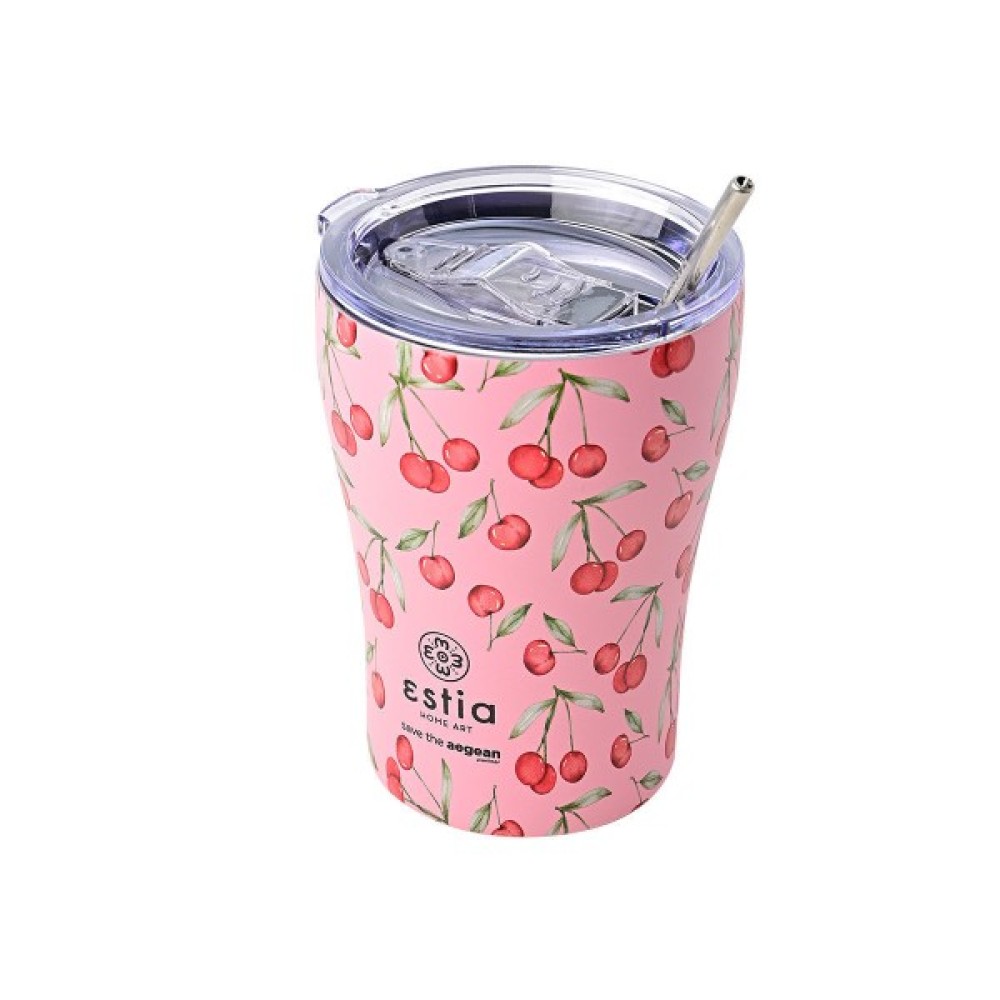 Estia | Θερμός Coffee mug Save the Aegean Cherry Rose | 350ml