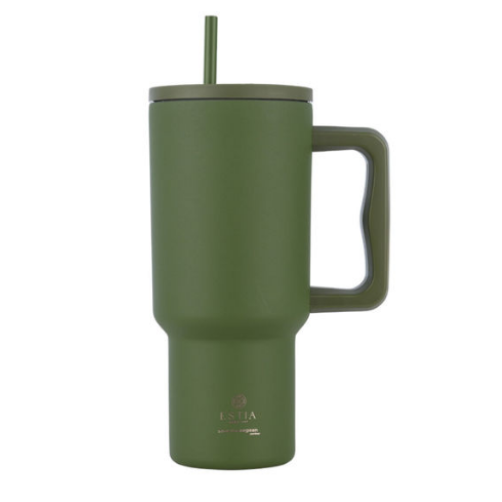 Estia | Straw Tumbler XL Save The Aegean Handled Tumble Forest Spirit | 900ml 