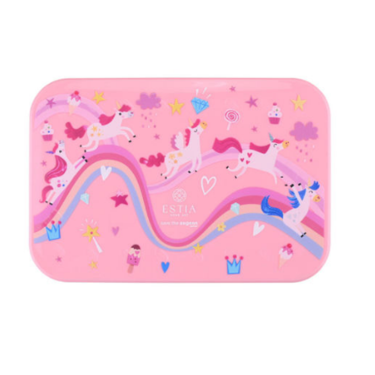 Estia | Παιδικό Φαγητοδοχείο Save The Aegean με 2 απόσπωμ. Θήκες Rainbow Dreams | 900ml