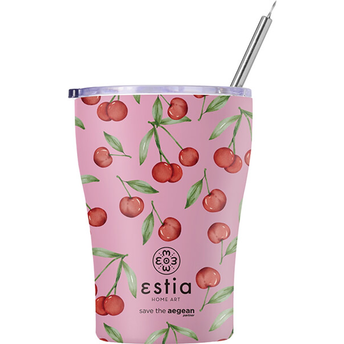 Estia | Θερμός Coffee mug Save the Aegean Cherry Rose | 350ml