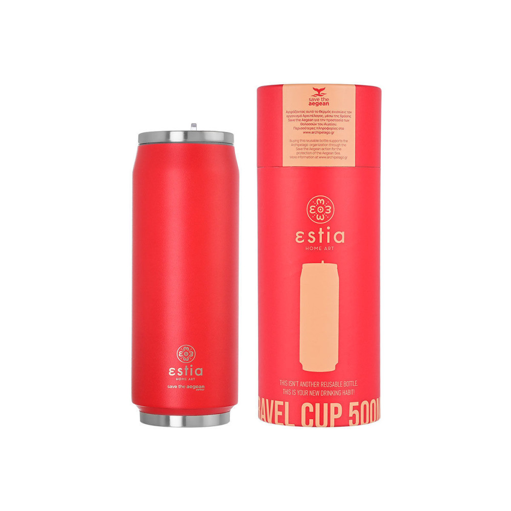 Estia | Travel Cup Ποτήρι Θερμός  Save The Aegean Scarlet Red | 500ml 