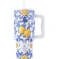 Estia | Straw Tumbler XL Save the Aegean Handled Tumbler  Amalfi Coast | 900ml