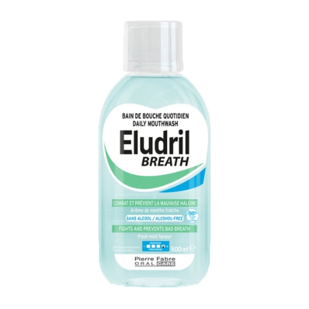 Eludril | Breath Daily Mouthwash | Στοματικό Διάλυμα Κατά της Κακοσμίας, με Δροσερή Γεύση Μέντας | 500ml